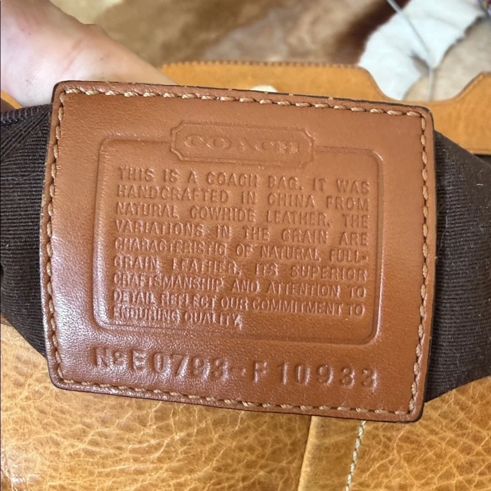 vintage Y2K Coach Hampton satchel in a tan color leather silver studs braided
